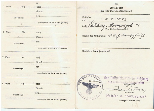 Luftschutz service pass Salzburg Austria 1938-1942 - Image 7
