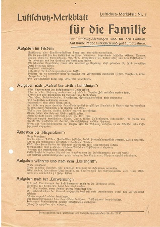 Luftschutz instructions leaflet for the family