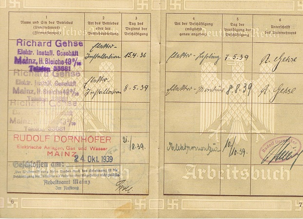 Labour pass 1936 electrician Mainz - Image 3