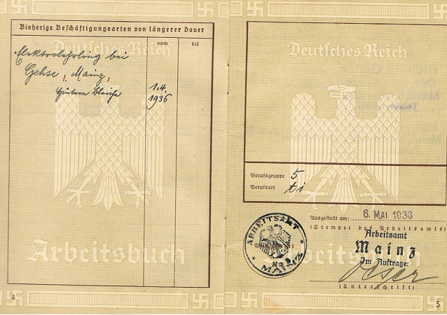 Labour pass 1936 electrician Mainz - Image 2