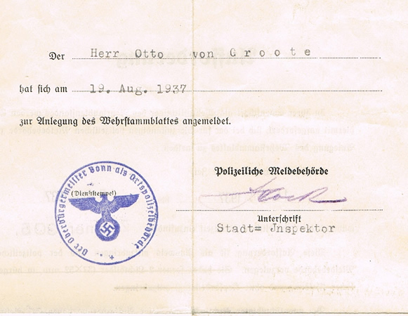 Call-up document Army District Bonn 1937 for a Major - Image 3