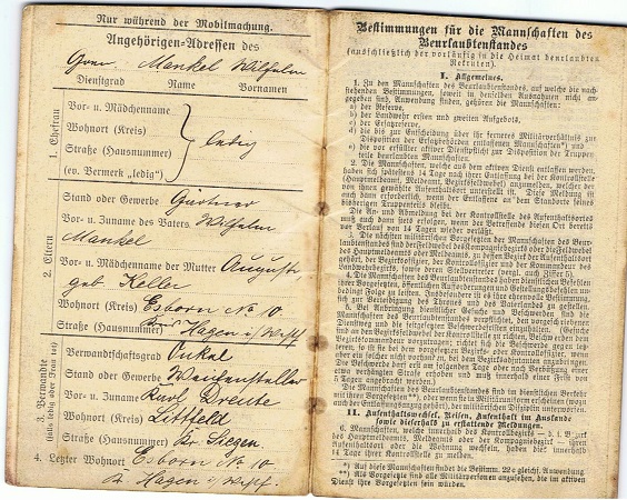 WW1 military pass Grenadier Infantry Eastern front 1916 - Image 2