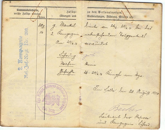 WW1 military pass Grenadier Infantry Eastern front 1916 - Image 4