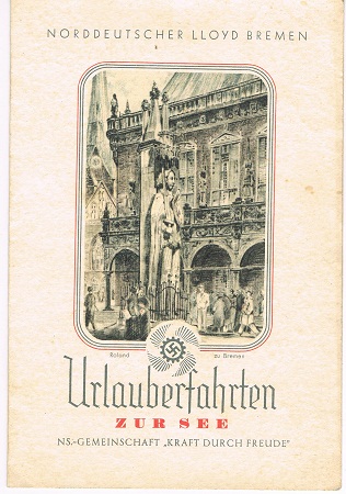 DAF KdF menu card steam ship "Der Deutsche" 1936