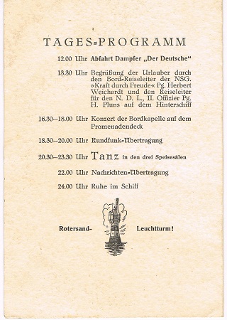 DAF KdF menu card steam ship "Der Deutsche" 1936 - Image 3