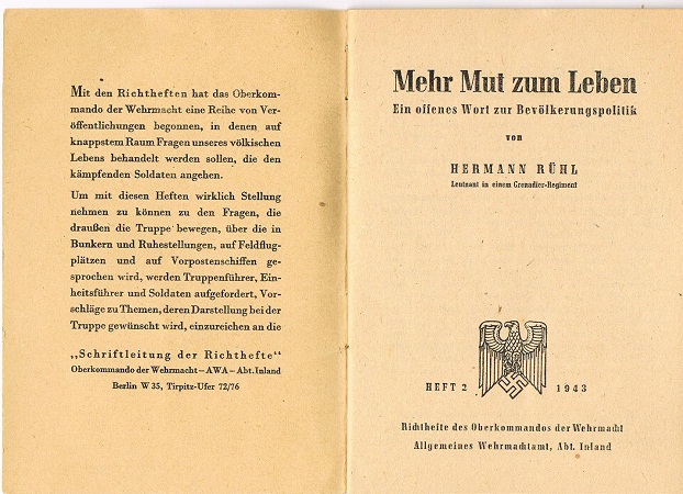 OKW propaganda booklet 1943 Mehr Mut zum Leben - Image 2