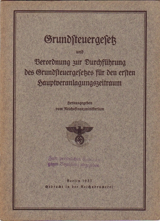 Reichs Finanz Ministerum tax manual 1937