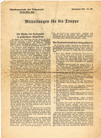 Mitteilungen für die Truppe OKW December 1941