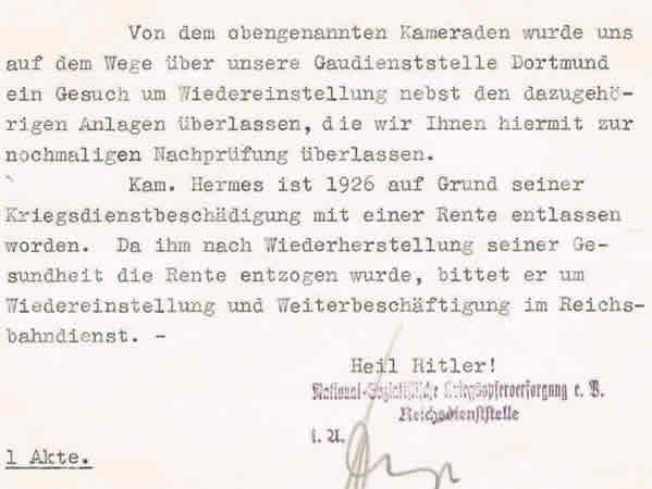 NSKOV document Berlin 1937 Vossstrasse Reichsbahn - Image 3