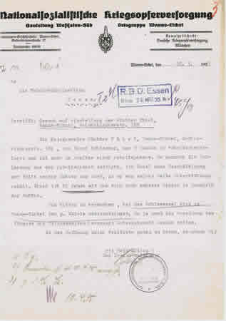 NSKOV document 1935 Ortsgruppe Wanne-Eickel Reichsbahn