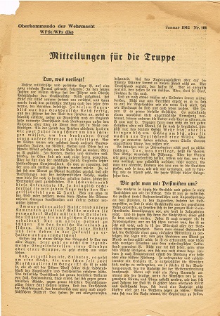 Mitteilungen für die Truppe OKW januar 1942 Nr.166
