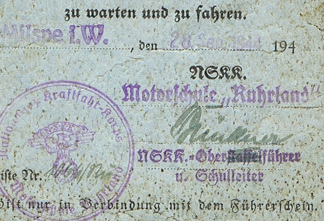 NSKK wood gas generator license 1944 Motorschule Ruhrland - Image 2