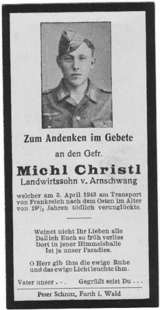 Gefreiter 1943 transport from France to Eastern Front