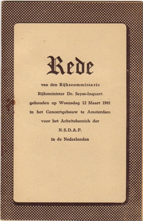 Rede Rijkskommissaris Seys-Inquart 12 Maart 1941