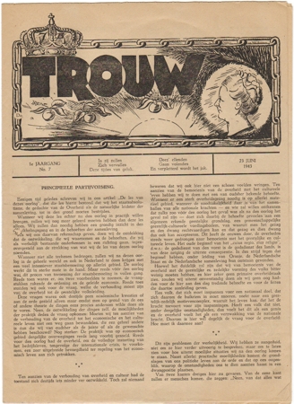 Dutch resistance newspaper "Trouw" Jun. 1943