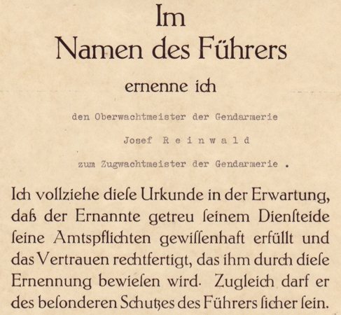 Promotion certificates Zugwachtmeister Gendarmerie 1942 1943 - Image 2