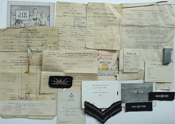 RAF Cpl. radio engineer Egypt documents insignia etc. 1938-1946