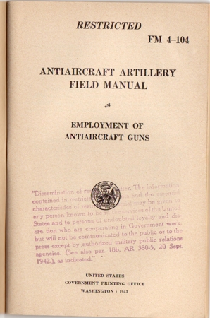 US-Army restricted anti aircraft artillery field manual 1943 - Image 2