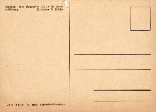 Post card Luftwaffe Der Adler Do18 Dornier - Image 2