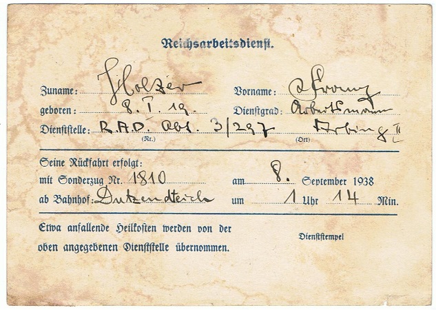Reichsparteitag Ausweis 1938 Nürnberg RAD Arbeitsmann - Image 2