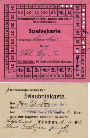 Cards Pionier Minenwerfer-Ers.-Batl.1 Munich 1918