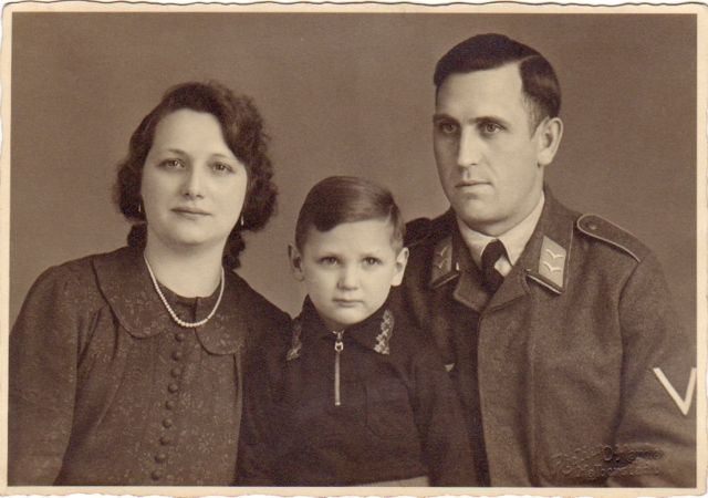 Postcard sized portrait family Gefreiter Luftwaffe Halberstadt