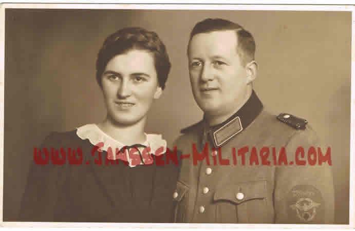 Post card portrait police man München with wife