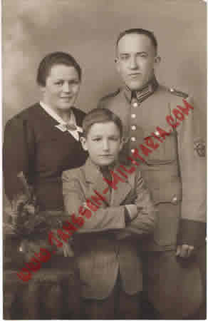 Post card photo police man Klagenfurt with family