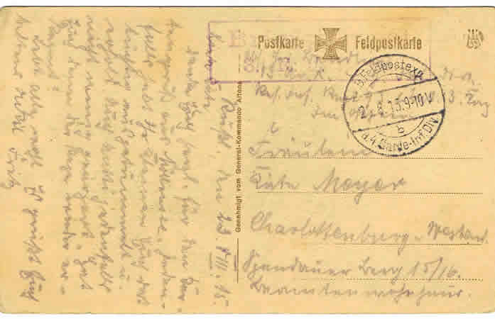 Postcard Generalfeldmarschall von Hindenburg fieldpost 1915 - Image 2