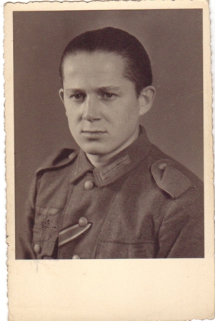 Postcard sized photo soldier Wehrmacht with ribbon Iron Cross