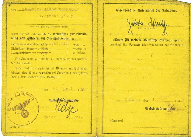 Driving instructor license Pionier 15.Infanterie-Division 1940 - Image 2