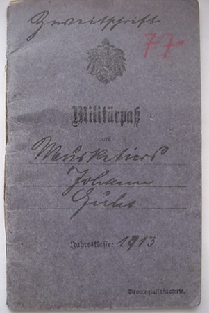 Militärpass Musketier Russia France POW 1914-1919