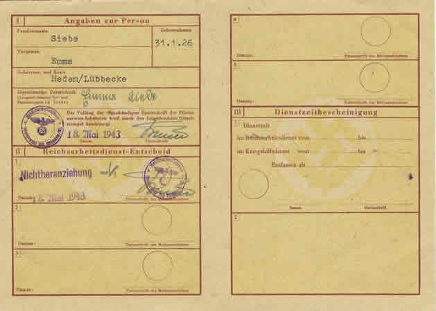 RAD WJ Pflicht-Ausweis duty licence 1943 - Image 2