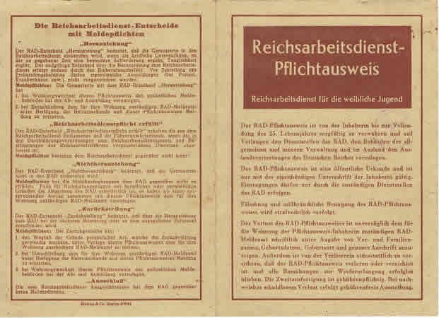 RAD WJ Pflicht-Ausweis duty licence 1943 - Image 3