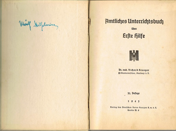 DRK Red Cross manual Amtliches Unterrichtsbuch Erste Hilfe 1943 - Image 2
