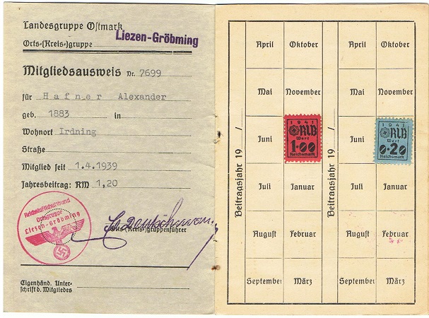 Luftschutz memberships pass Liezen-Gröbming 1941 - Image 2