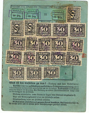 NSDAP Quittungskarte contribution card Hamburg 1935 - Image 2