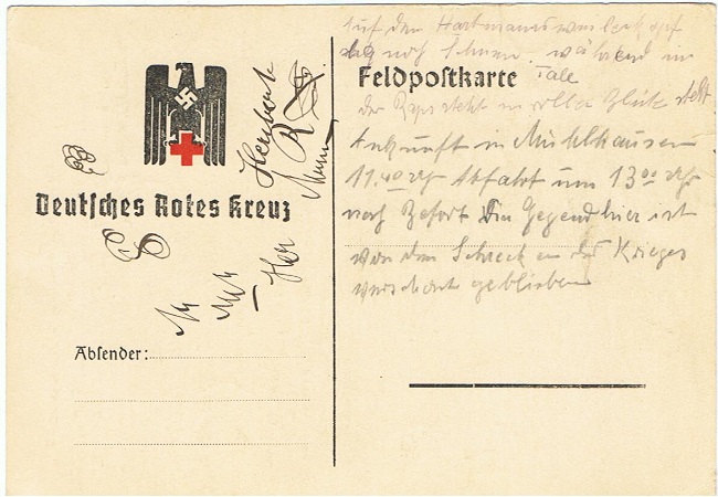 Rotes Kreuz Feldpostkarte war diary 1941