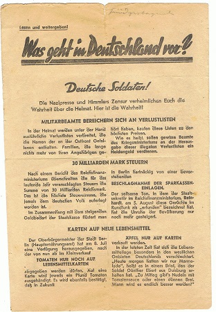 Russian leaflet for soldiers Was geht in Deutschland vor?