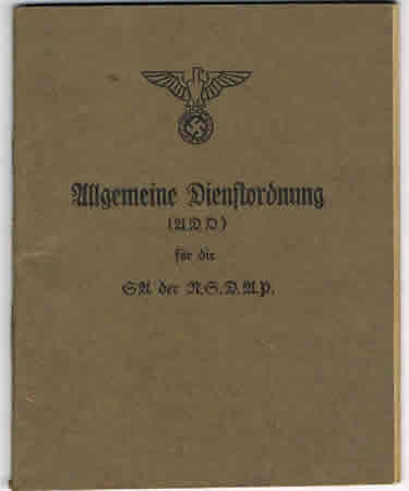 SA manual 1933 Allgemeine Dienstordnung