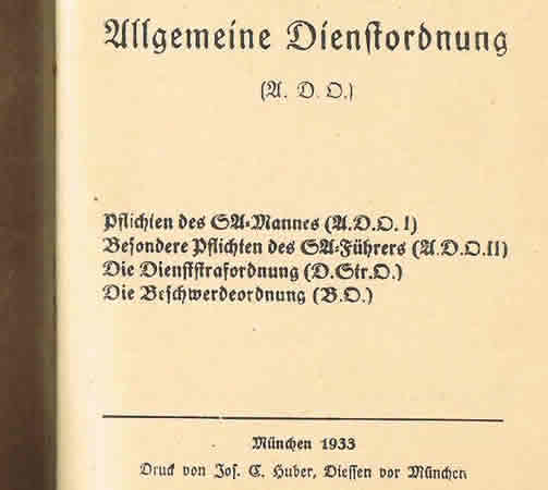 SA manual 1933 Allgemeine Dienstordnung - Image 2