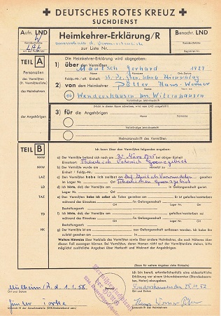 Red cross enquiry SS-Panzergrenadier Schule Kienschlag 1945