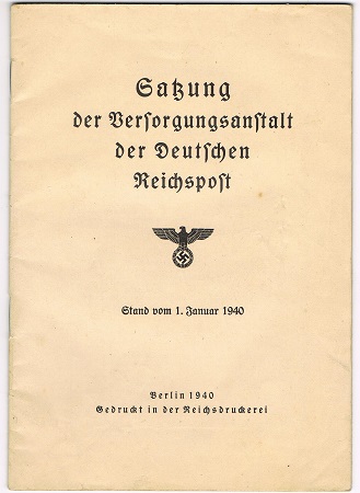 Satzung Versorgungs-Anstalt Deutsche Reichspost 1940