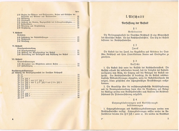 Satzung Versorgungs-Anstalt Deutsche Reichspost 1940 - Image 2