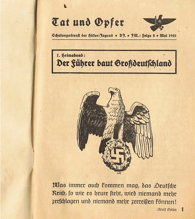 Schulungsdienst der HJ DJ JM Mai 1941 Tat und Opfer - Image 2