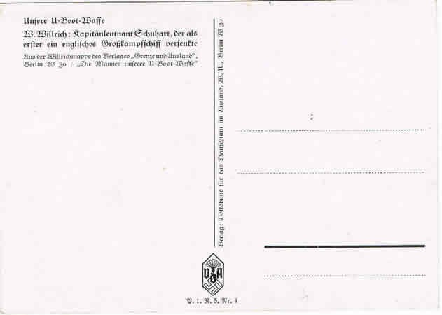 Willrich post card Unsere U-Boot-Waffe captain Schuhart - Image 2