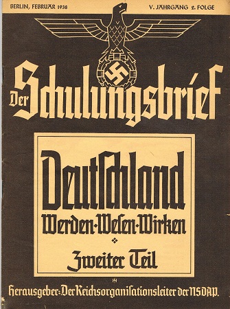 NSDAP propaganda magazine Der Schulungsbrief Feb. 1938