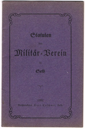 Statutes military association in Selb Bavaria 1932
