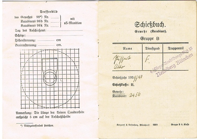 K98 shooting exersize booklet Flieger-Ausbildungs-Rgiment 13 - Image 3