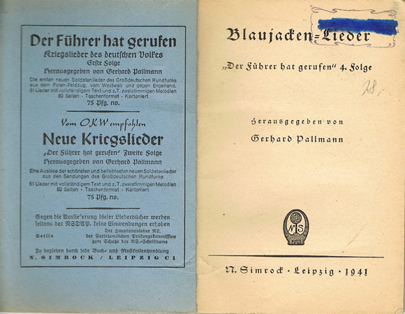 Kriegsmarine song book 1941 Blaujackenlieder - Image 2
